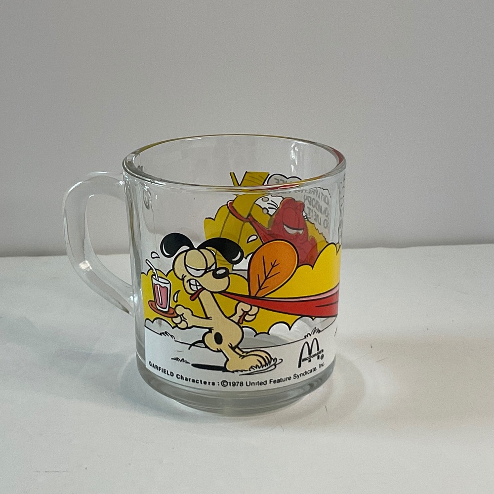 Vintage 1978 Garfield McDonalds Glass Mug It's Not A Pretty Life Odie Jim Davis